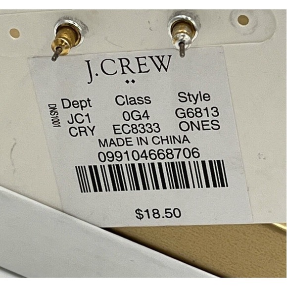 J. Crew Minimal Gold Tone Crystal Hexagon Plain Stud Earrings - Picture 5 of 5